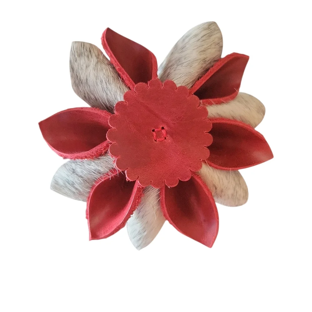 Leather Flower Garland Hand Crafted Christmas Decor Unique Rustic Western